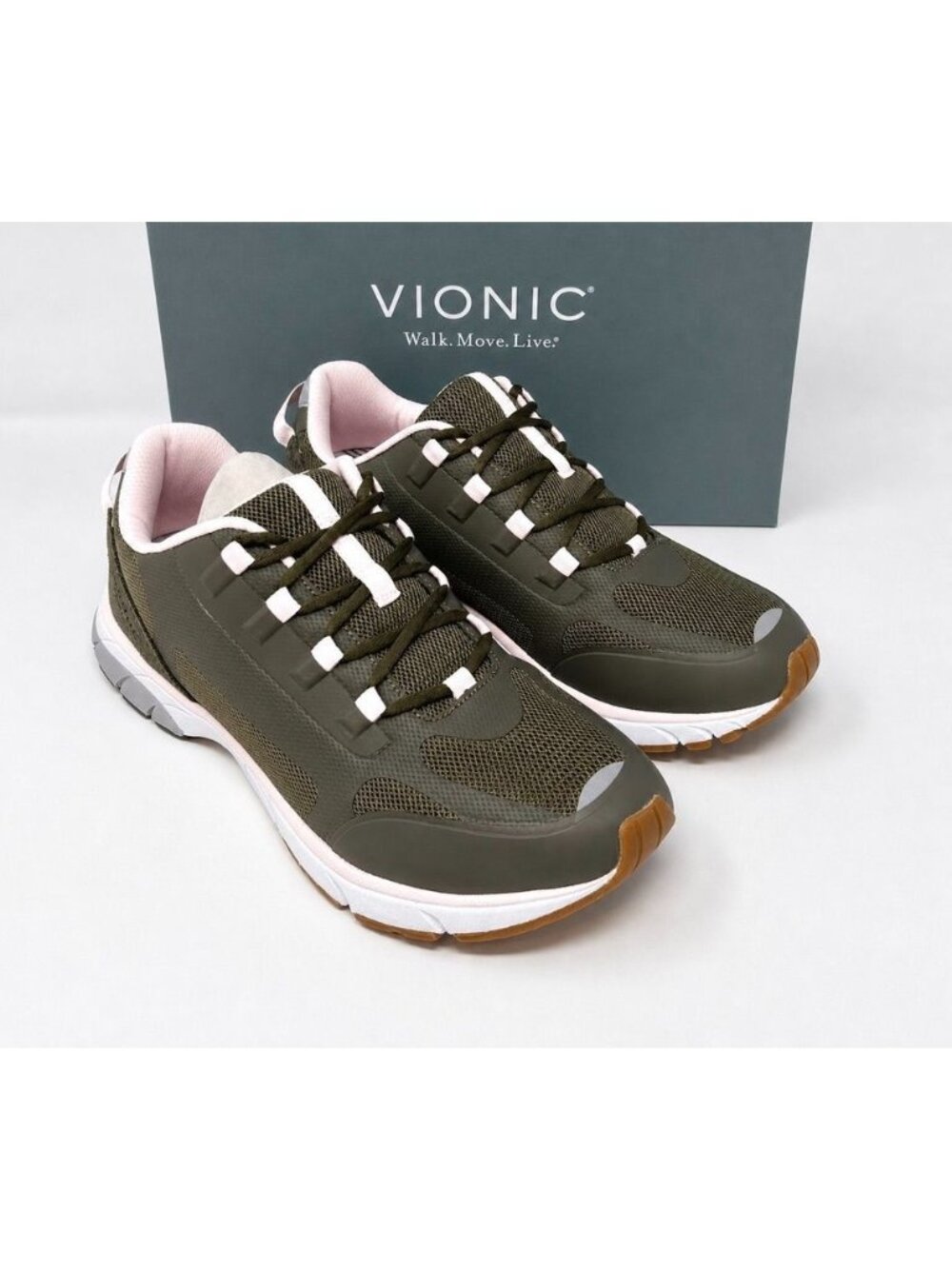 Vionic Edin Stone Knit Sneakers Womens 9.5 WIDE Arch Support Walking Shoes